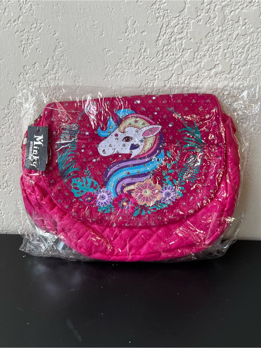 NWT Kids Pink Unicorn Quilted Crossbody Bag